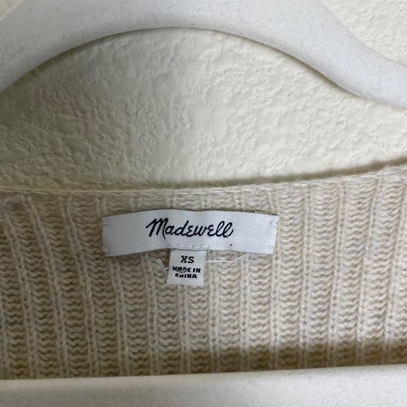 Madewell Woodside Merino Wool Long Sleeve V-Neck Ribbed Pullover Sweater - Picture 5 of 6